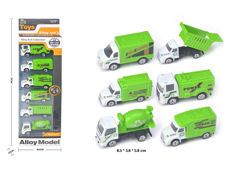 Die Cast Sanitation Truck Free Wheel(6in1) toys