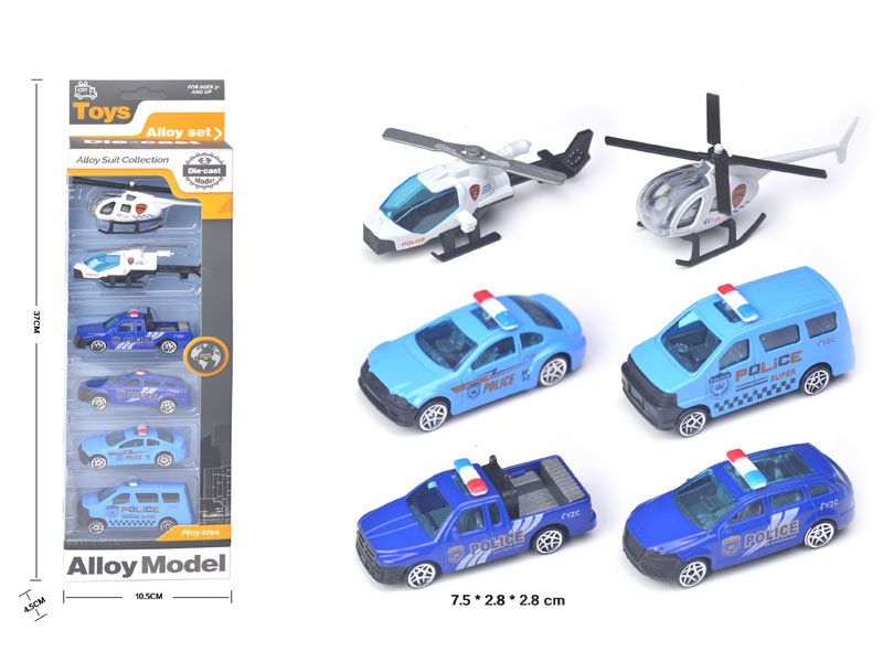 Die Cast Police Car Free Wheel(6in1) toys