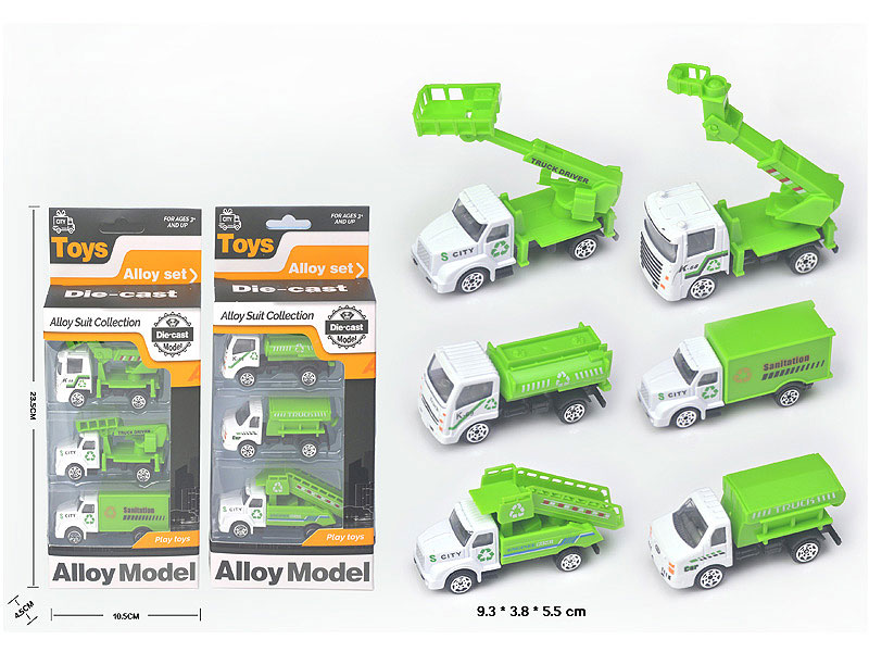Die Cast Sanitation Truck Free Wheel(3in1) toys