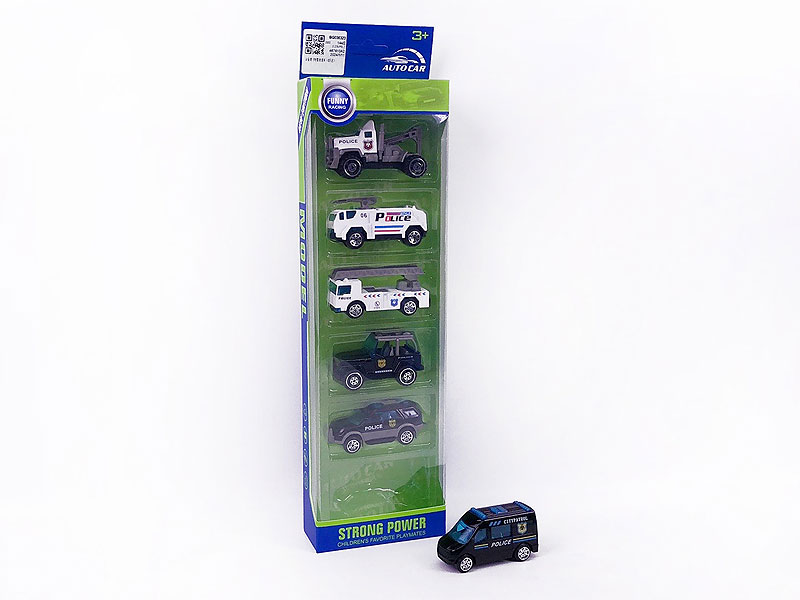 Die Cast Police Car Free Wheel(6in1) toys