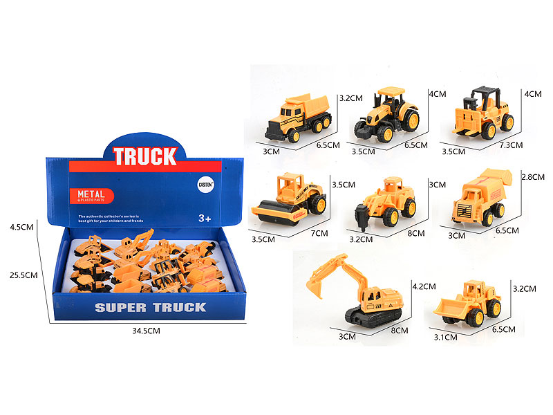 Die Cast Construction Truck Free Wheel(16in1) toys