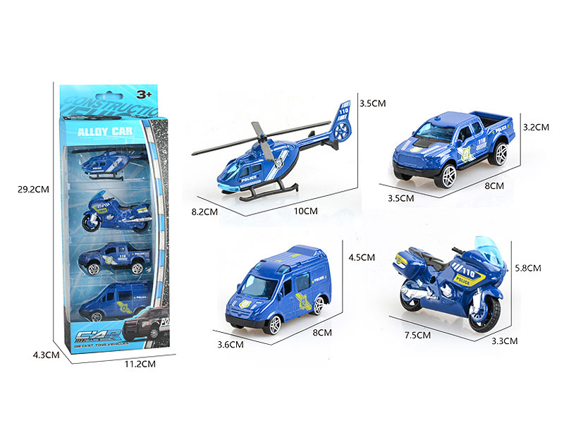 Die Cast Police Car Free Wheel(4in1) toys