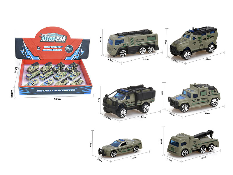 Die Cast Military Car Free Wheel(12in1) toys