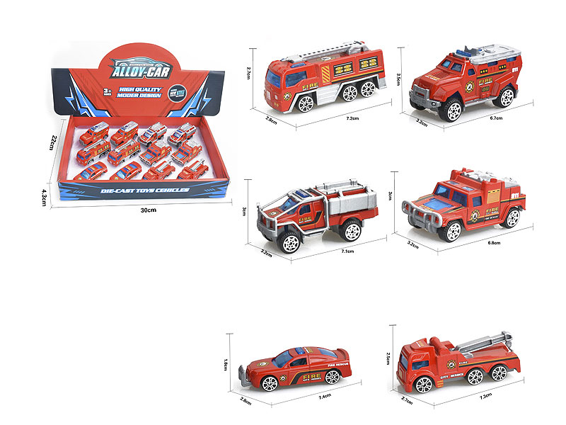 Die Cast Fire Engine Free Wheel(12in1) toys