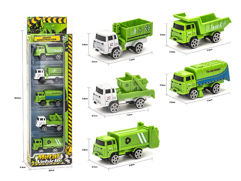 Die Cast Sanitation Truck Free Wheel(5in1) toys