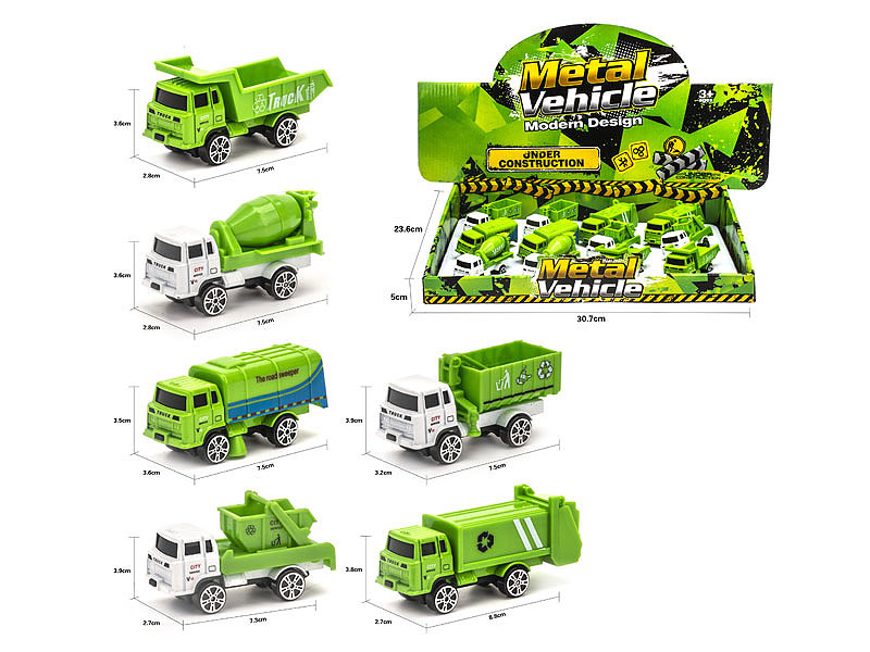 Die Cast Sanitation Truck Free Wheel(12in1) toys