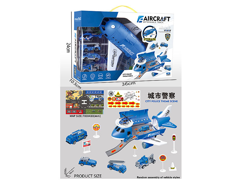 Free Wheel Police Storage Aircraft Set toys
