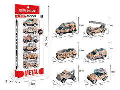 1:64 Die Cast Military Car Free Wheel(6in1)