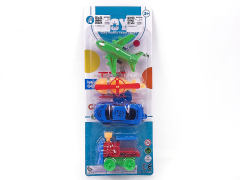 Free Wheel  Airplane & Helicopter & Sports Car & Train(4in1)