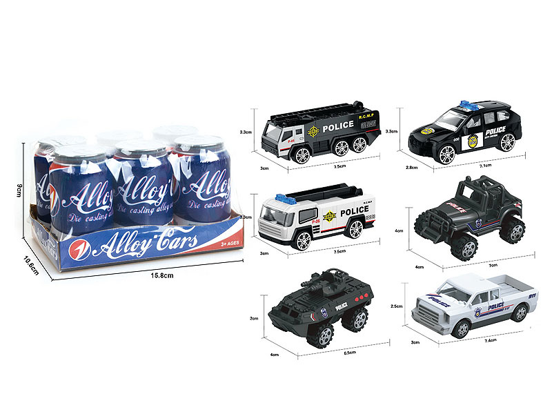 Die Cast Police Car Free Wheel(6in1) toys