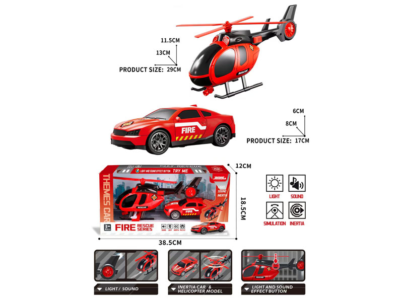 Free Wheel Fire Engine & Helicopter W/L_M toys