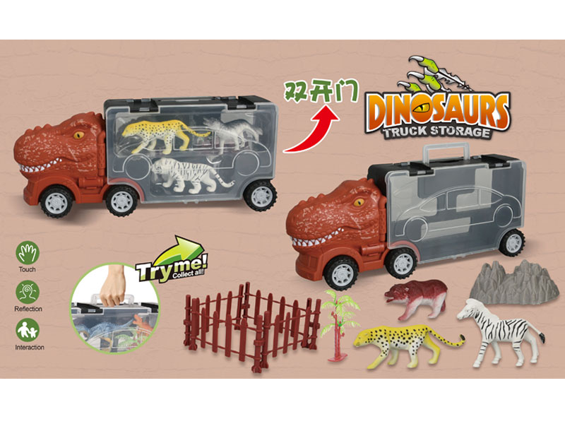 Free Wheel Dinosaur Transport Vehicle Set toys