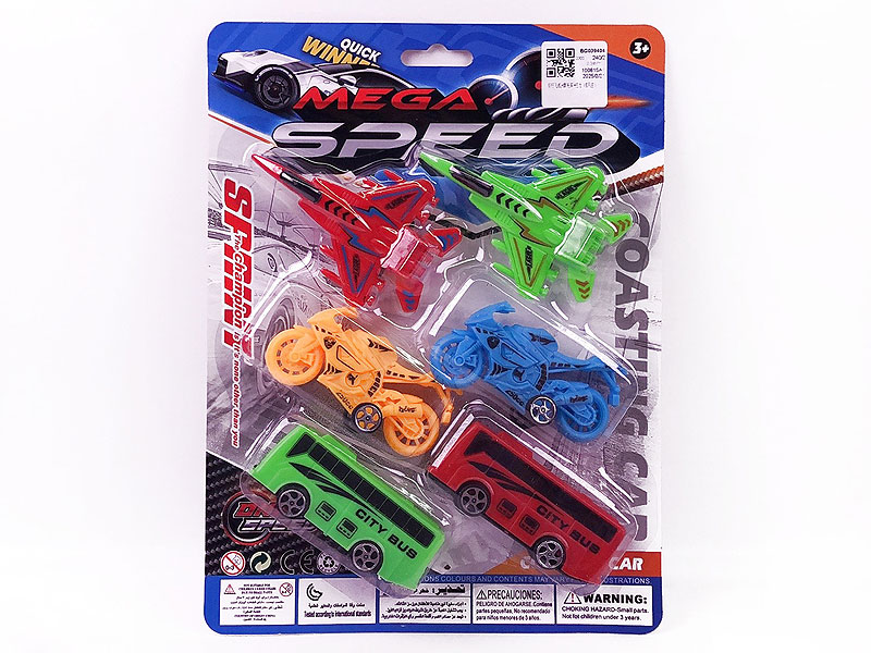 Free Wheel Airplane & Motorcycle & Bus(6in1) toys