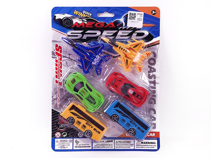 Free Wheel Airplane & Sports Car & Bus(6in1) toys