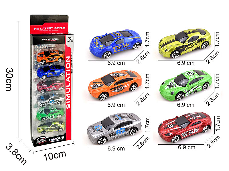 Die Cast Sports Car Free Wheel(6in1) toys