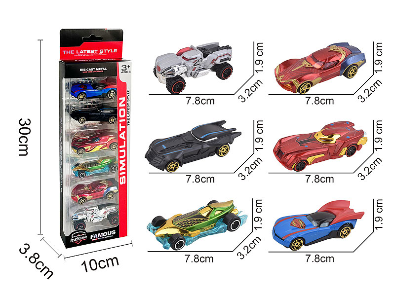 Die Cast Car Free Wheel(6in1) toys