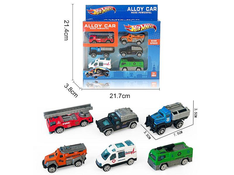 Die Cast Rescue Car Free Wheel(6in1) toys