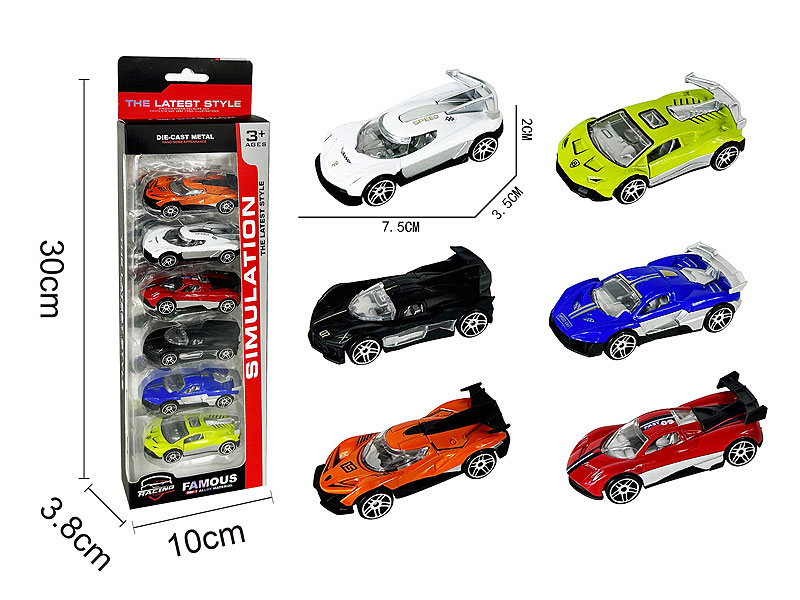 Die Cast Sports Car Free Wheel(6in1) toys