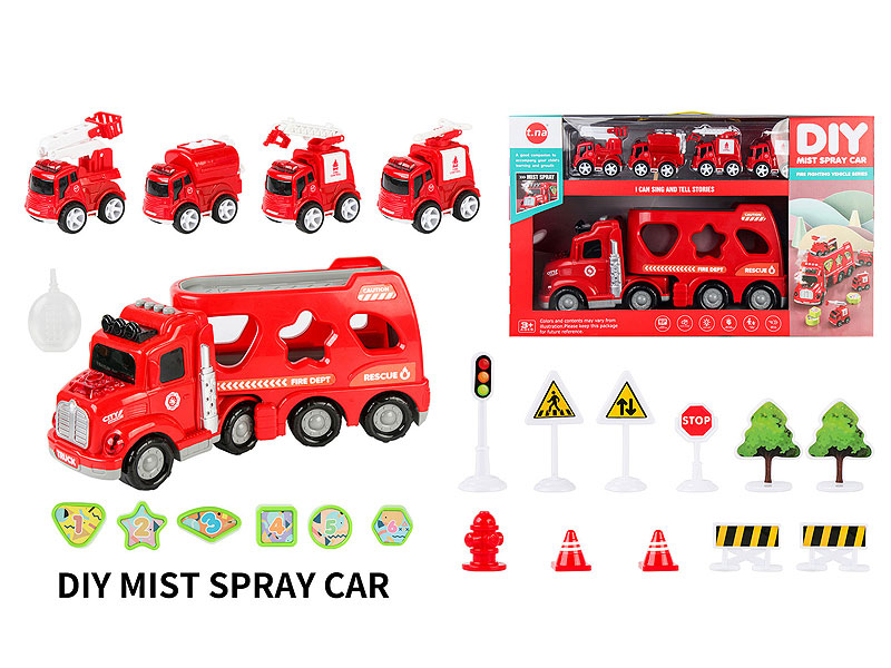 Free Wheel Spray Truck W/M & Friction Fire Engine toys