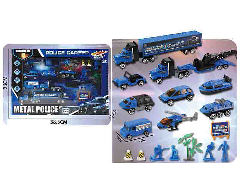 Die Cast Police Car Set Free Wheel toys