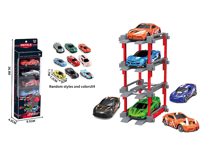 1:64 Die Cast Car Set Free Wheel(4in1) toys