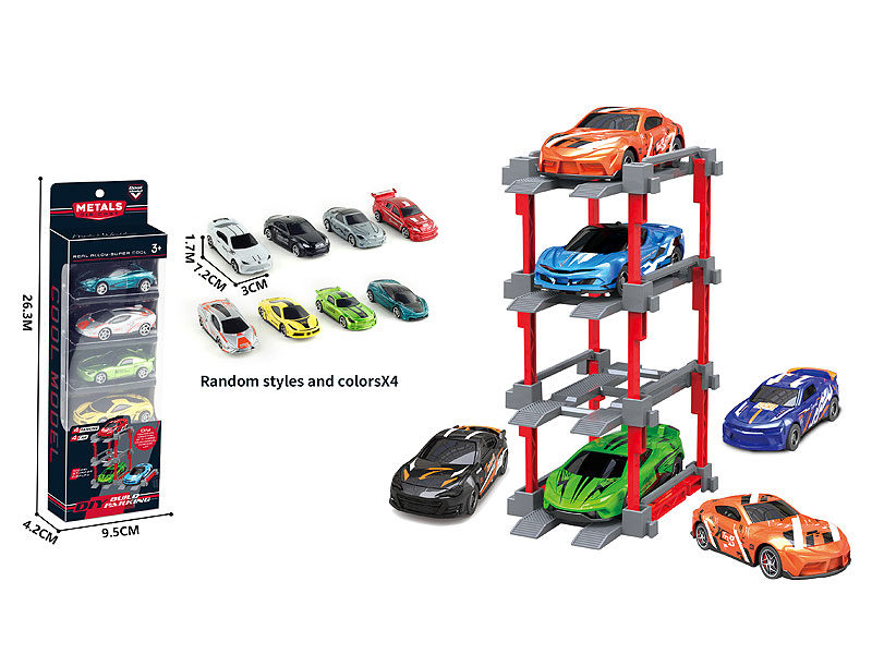 1:64 Die Cast Car Set Free Wheel(4in1) toys