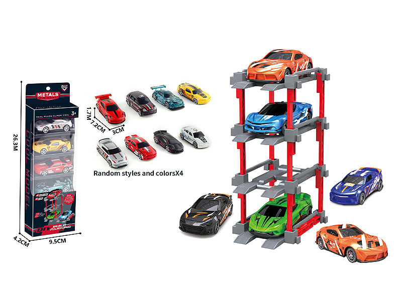 1:64 Die Cast Car Set Free Wheel(4in1) toys