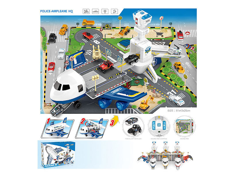 Free Wheel Police-Airpleane Hq W/L_M toys