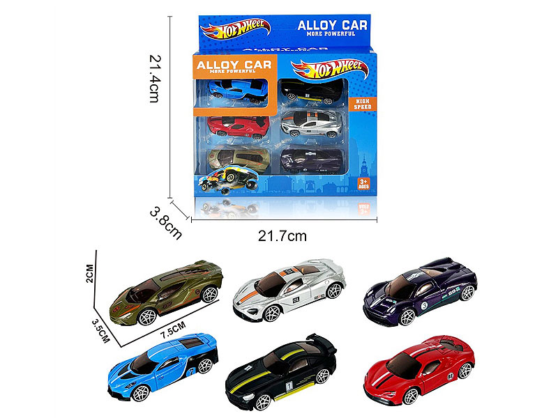 Die Cast Sports Car Free Wheel(6in1) toys