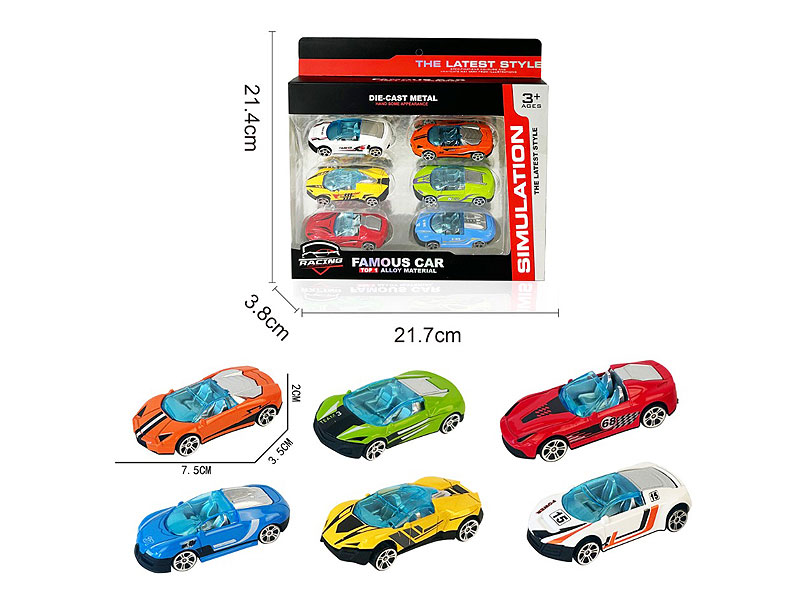Die Cast Sports Car Free Wheel(6in1) toys