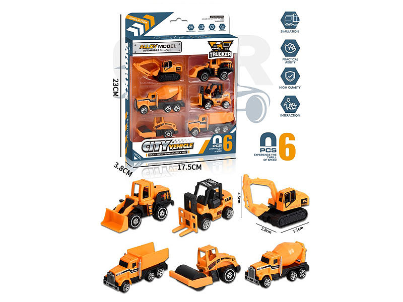 Die Cast Construction Truck Free Wheel(6in1) toys