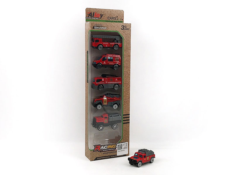 1:64 Die Cast Fire Engine Free Wheel(6in1) toys