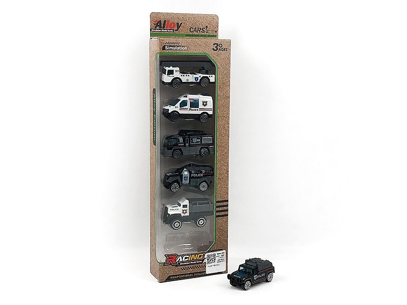 1:64 Metal Free Wheel Police Car(6in1) toys