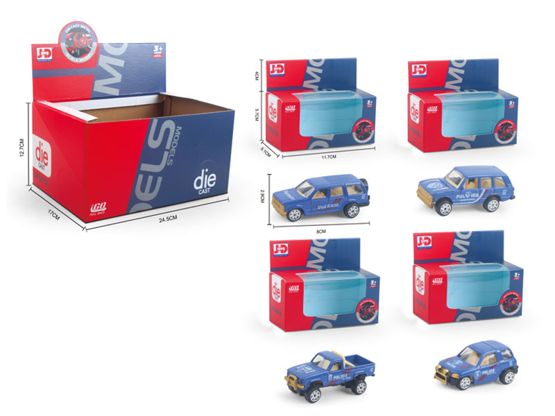 Die Cast Police Car Free Wheel(12in1) toys