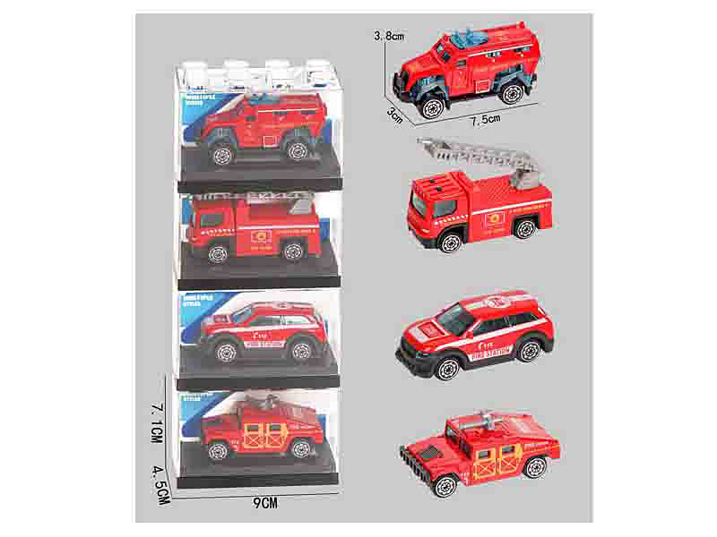 1:64 Die Cast Fire Engine Free Wheel(4S) toys