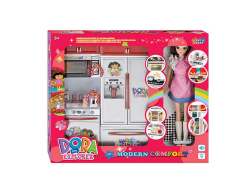 Kitchen Set W/L_M & Doll toys