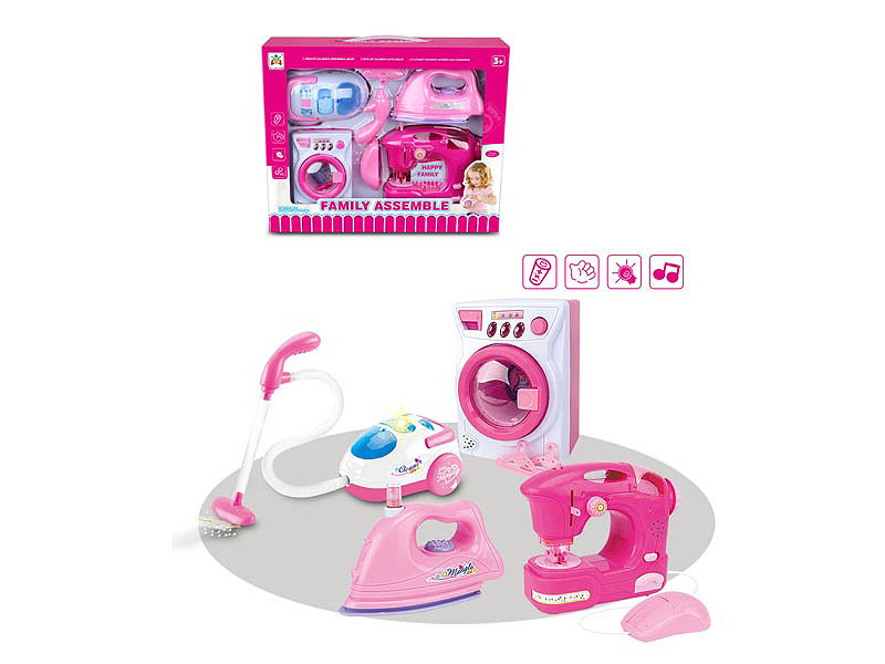 B/O Washing Machine & Vacuum Cleaner & Iron & Sewing Machine W/L_M toys