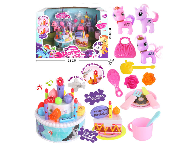 B/O Birthday Cake Set W/L_M toys