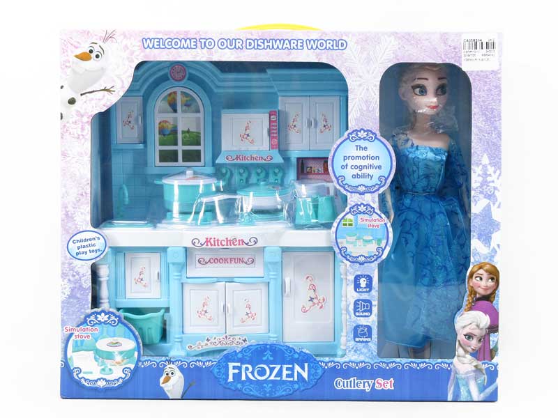 Kitchen Set W/L_M & Doll toys
