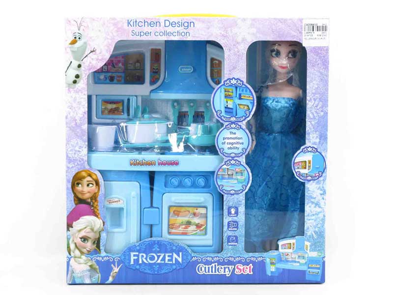 Kitchen Set W/L_S & Doll toys