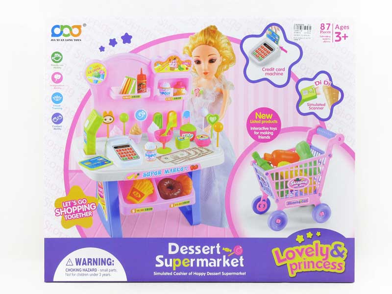 Cash Register W/L_M & Shopping Car & Doll toys
