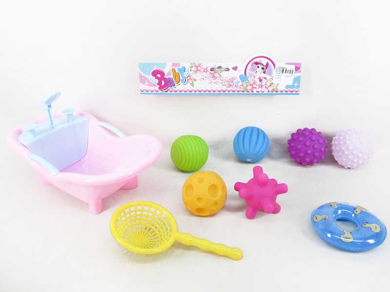 Eco-friendly baby bath toys tub with slush balls toys