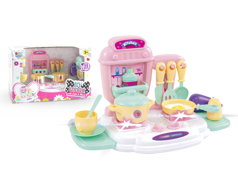 Wholesale kids cooking play set toy kitchen sets pretend play with light sound toys