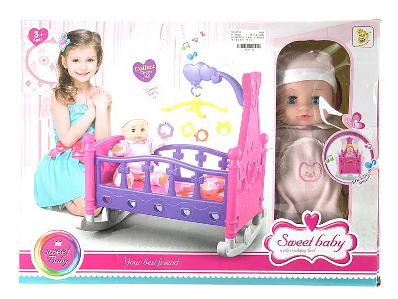 Baby Bed W/M & Doll toys