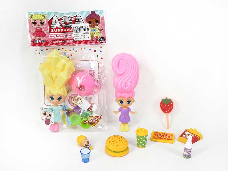 Tea Set & Hamburger & Doll(2S) toys