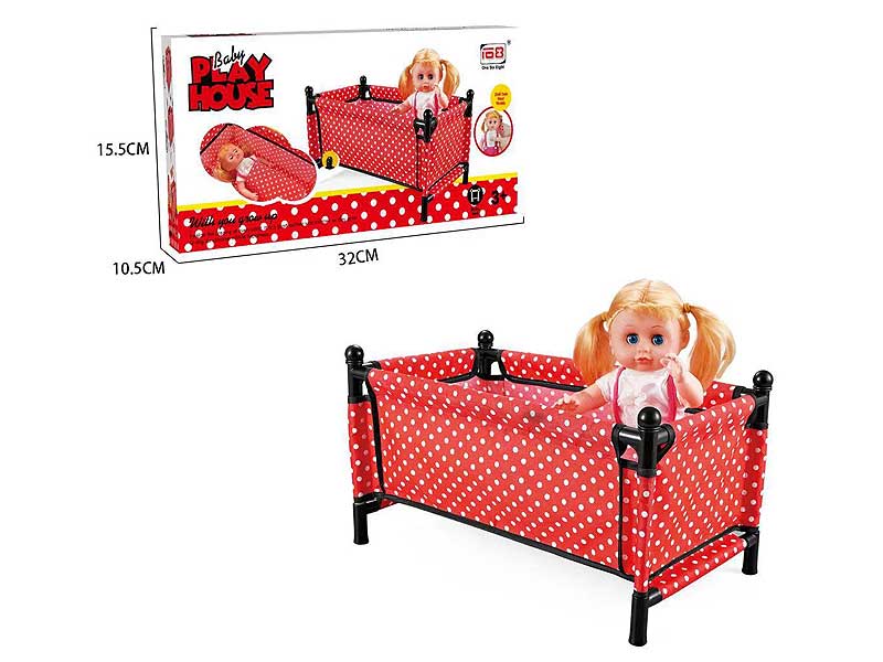 Baby Bed & 14inch Doll W/IC toys