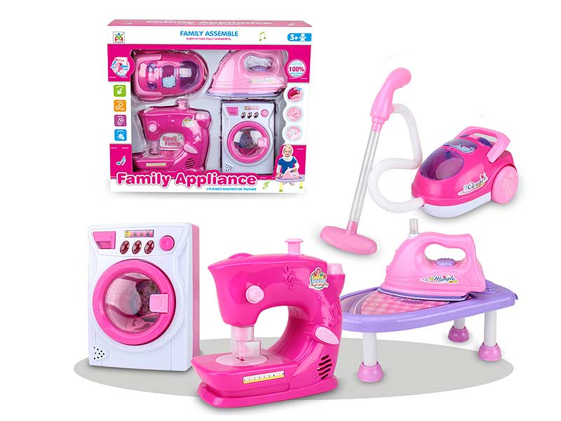 B/O Washer & Electric Iron & Sewing Machine & Vacuum Cleaner toys