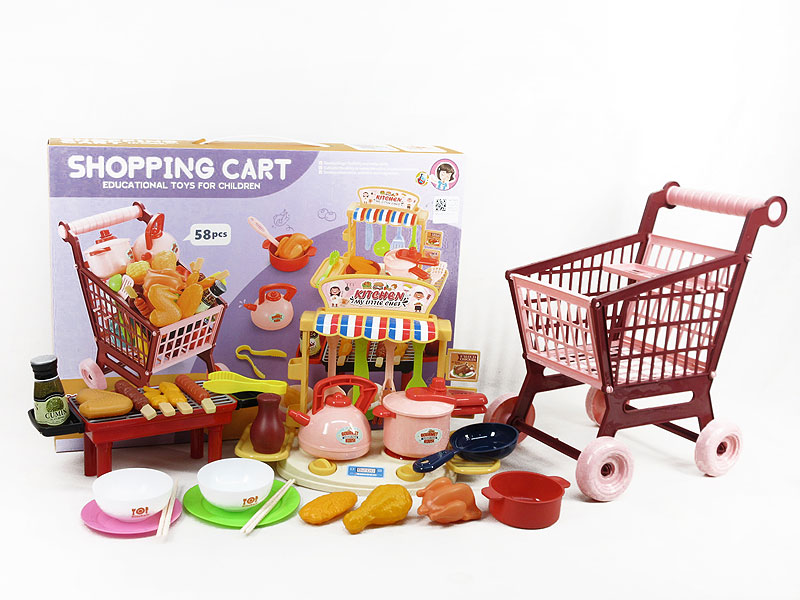 Shopping Car & Cooking & Barbecue Set(2C) toys