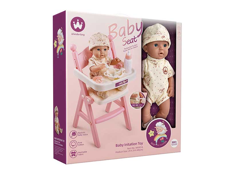 High Chair & 16inch Moppet W/S toys