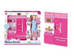 Kitchen Set W/L_S & Doll toys